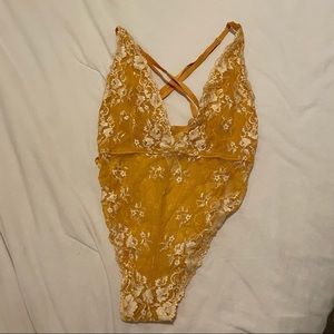 Forever 21 | Lace Bodysuit Yellow